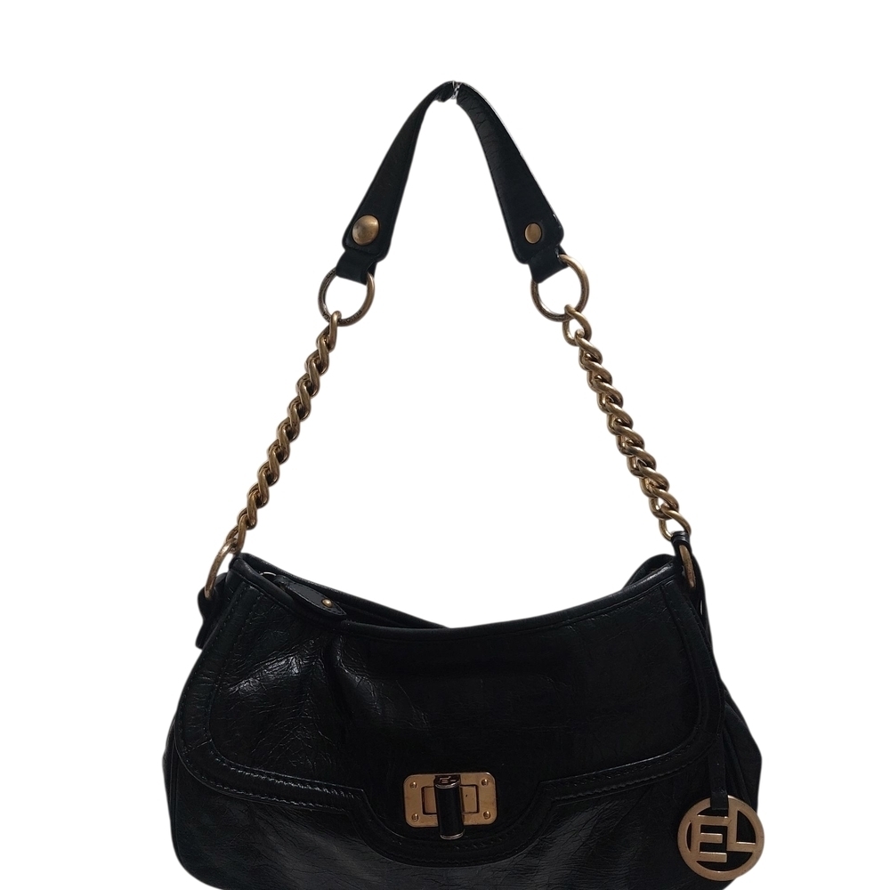 Elliott Lucca Black and Gold Shoulder Bag with Chain Details